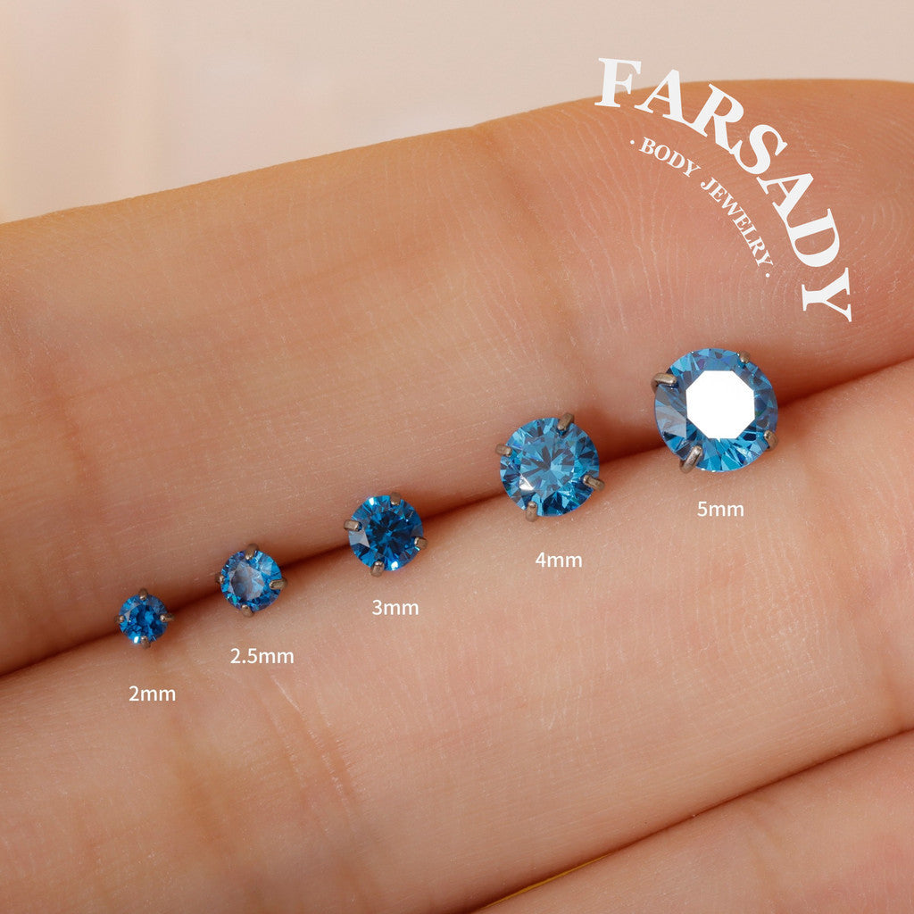Claw Gradient Zircon - F136 Titanium Colorful CZ Replacement Tops / Fits Threadless Ear Studs