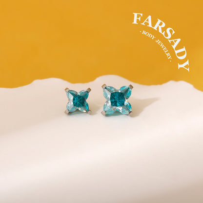 Rainbow Clover - F136 Titanium Colorful CZ Replacement Tops / Fits Internal Thread Ear Studs
