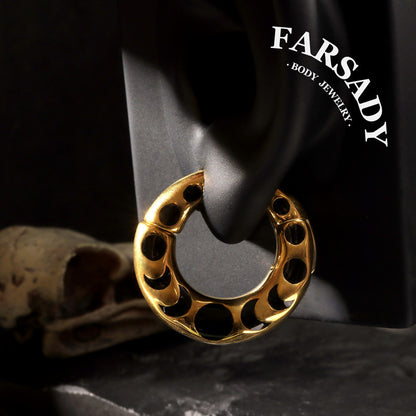 Moon Phases Ear Weights Hoop Magnetic Lock Silvery 316L Steel Ear Hangers 2G Circle Weights Heavy Piercing Earrings for Stretched Ear