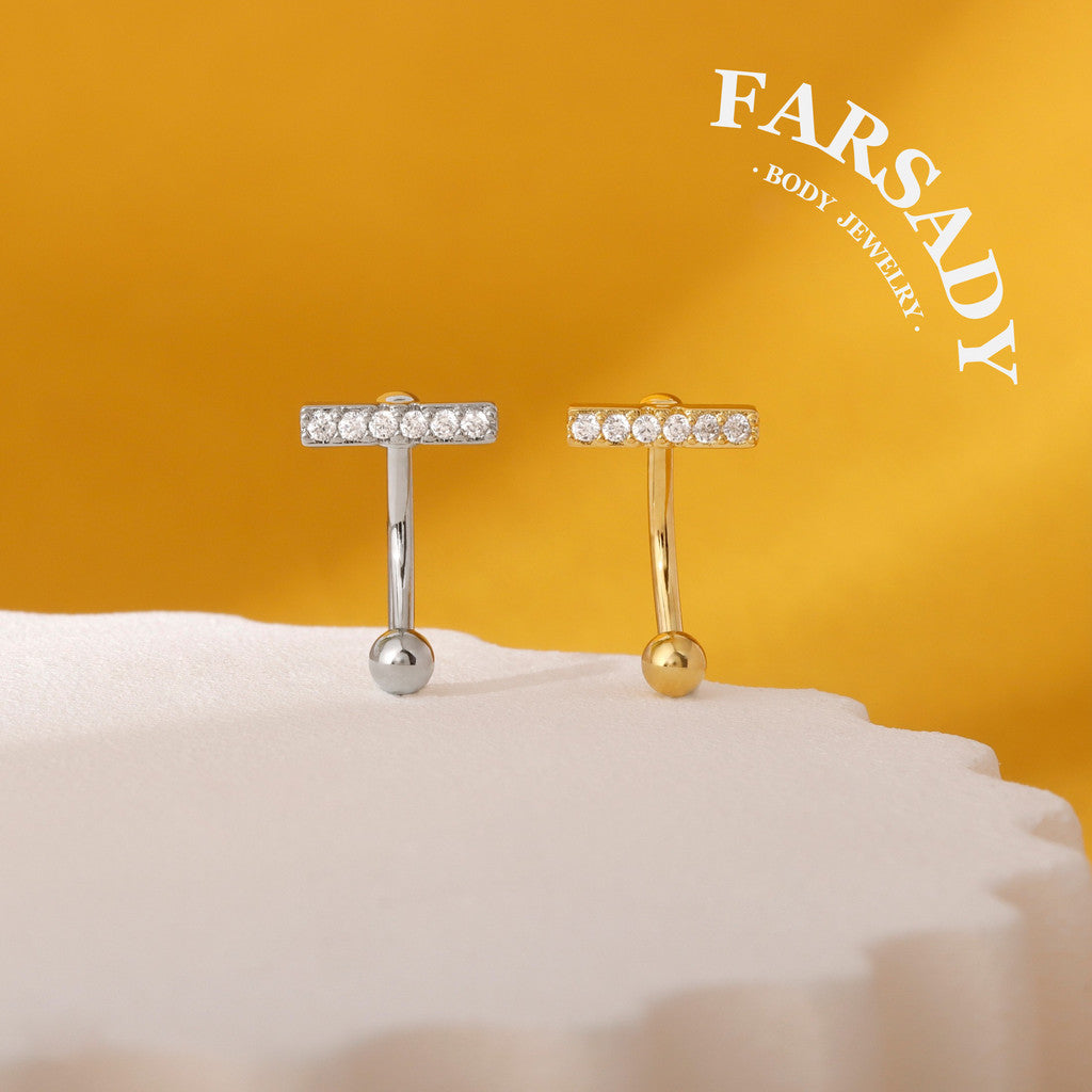 Linear Star Trail - 316L Clear CZ Curved Barbell / Fits 16G Rook Daith Earring Lip Eyebrow Cartilage Piercing