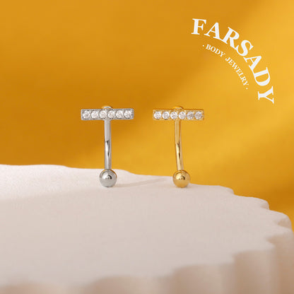 Linear Star Trail - 316L Clear CZ Curved Barbell / Fits 16G Rook Daith Earring Lip Eyebrow Cartilage Piercing