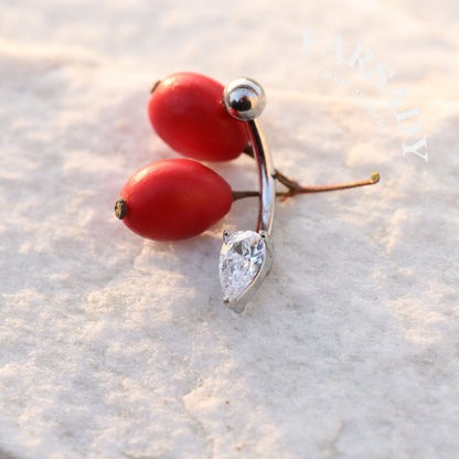 Dew Tear - 316L Clear CZ Curved Barbell / Fits 16G Rook Daith Earring Lip Eyebrow Cartilage Piercing