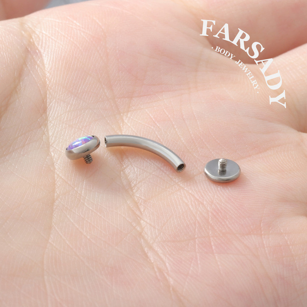 Mini Purple Opal - F136 Titanium Internally Threaded Belly Button Ring / Fits 14G Navel Piercing