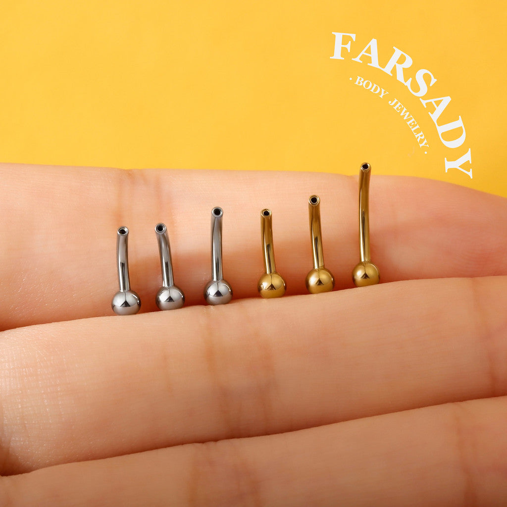 F136 Titanium Curved Barbell Post - 16G Threadless Rook Piercing Bar