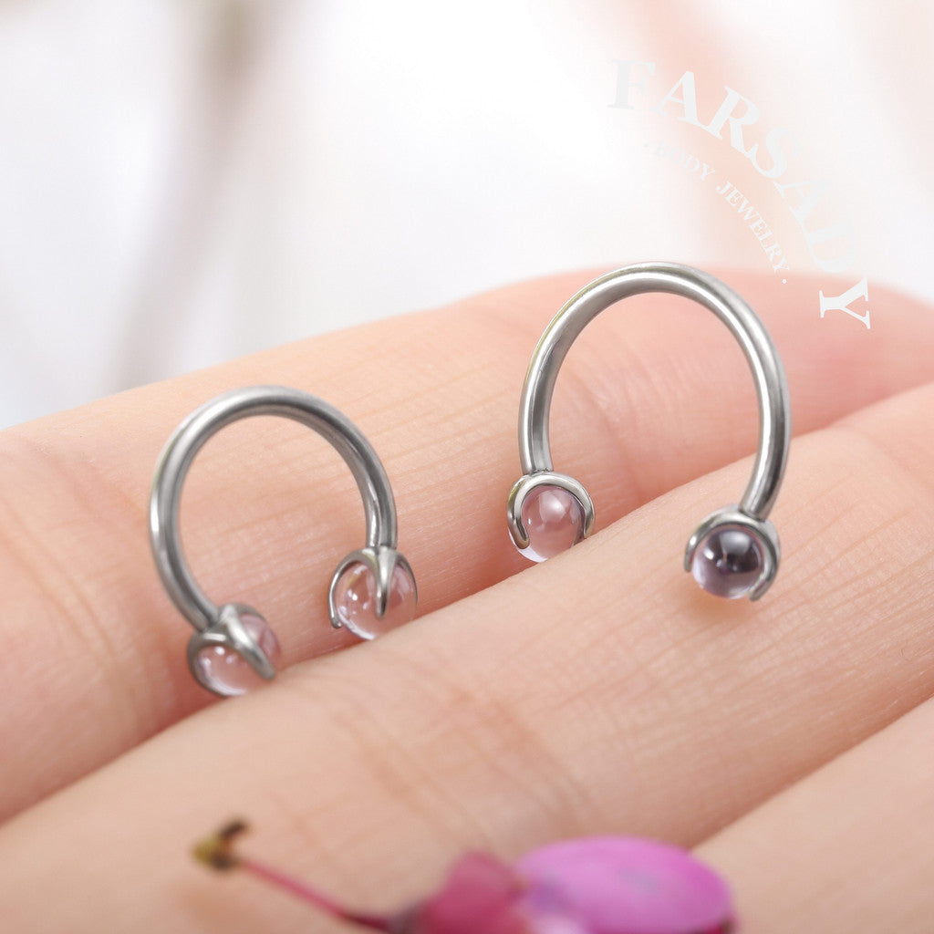 Violet Arc - F136 Titanium Internally Threaded Curved Barbell Ring / Fits 16G Septum Ring Helix Conch Daith Earring