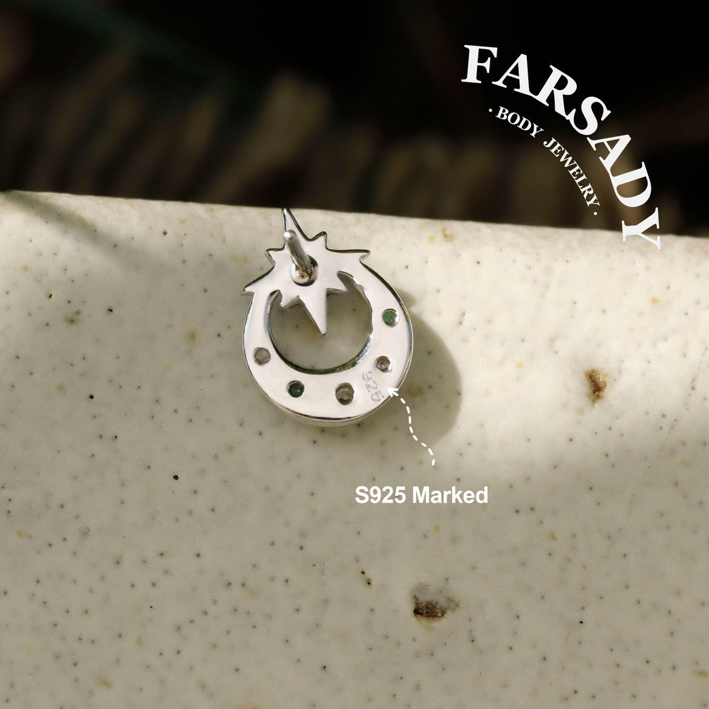 Stellar Halo - 925 Silver Threadless Stud / Fits Cartilage Helix Tragus Lobe Piercing