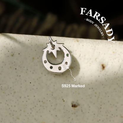 Stellar Halo - 925 Silver Threadless Stud / Fits Cartilage Helix Tragus Lobe Piercing