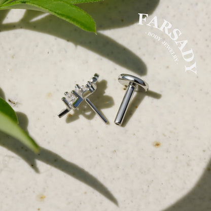Cosmic Arrow - 925 Silver Threadless Stud / Fits Cartilage Helix Tragus Lobe Piercing