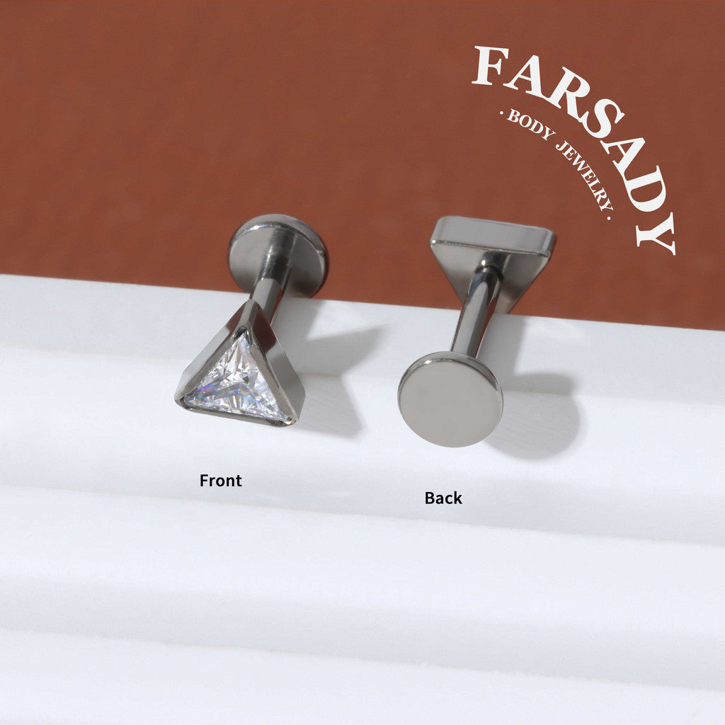 Prism Spark - F136 Titanium Internally Threaded Stud / Fits Cartilage Helix Tragus Lobe Nostril Piercing