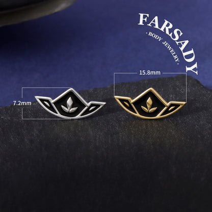 Crest Sprout - 925 Silver Threadless Stud / Fits Cartilage Helix Tragus Lobe Nostril Piercing