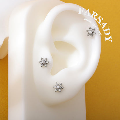 Petal Glow - F136 Titanium Internally Threaded Stud / Fits Cartilage Helix Tragus Lobe Nostril Piercing