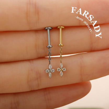 Quatrefoil Glimmer - Titanium Push In Stud
