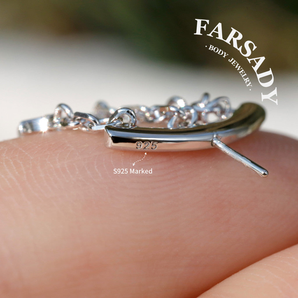 Argent Crescent - Sterling Silver Push In Stud
