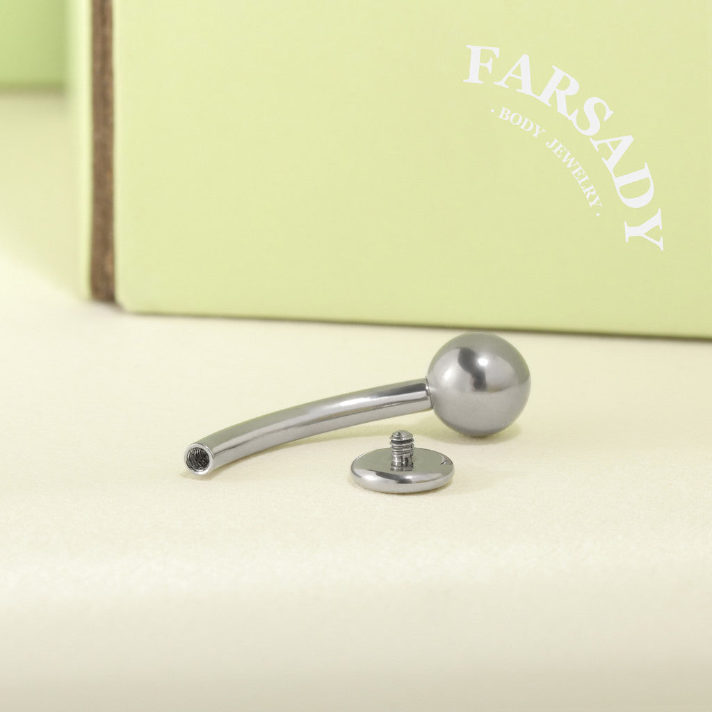Plain Orb - F136 Titanium Internal Thread Curved Barbell / Fits 14G Navel Piercing