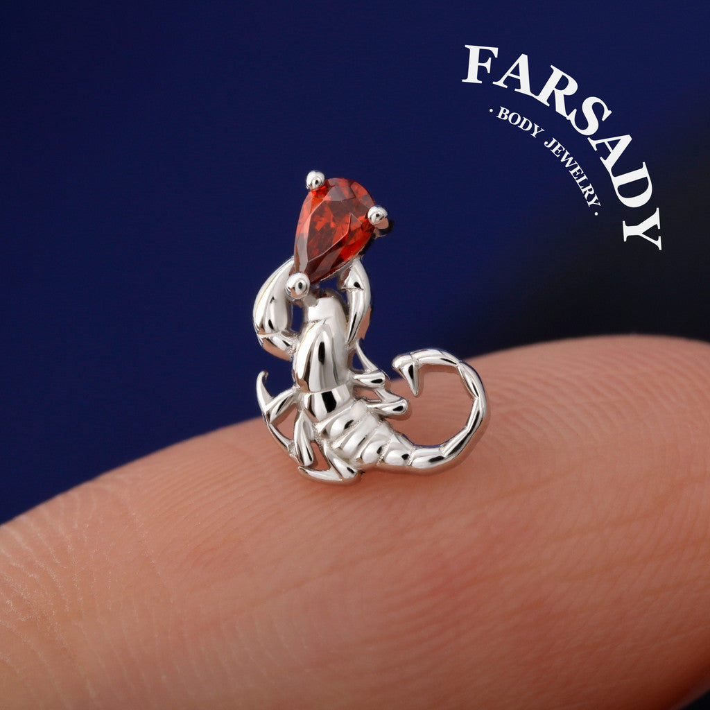 Venom Ruby Scorpion - F136 Titanium Threadless Stud / Fits Cartilage Helix Tragus Lobe Earring