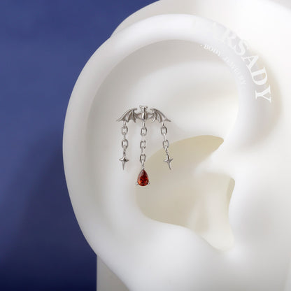 Dusk Wing Cascade - 925 Silver Threadless Stud / Fits Vertical Helix Hidden Rook Earring