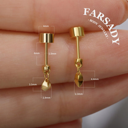 Gold Dew - 925 Silver Two Type Stud / Fits Cartilage Helix Tragus Lobe Piercing