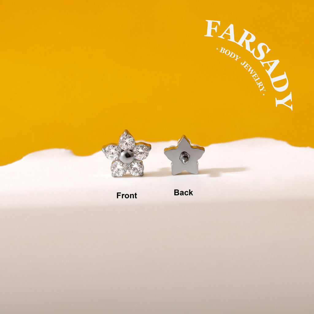 Petal Spark - F136 Titanium Replacement Tops / Fits Internal Thread Ear Studs