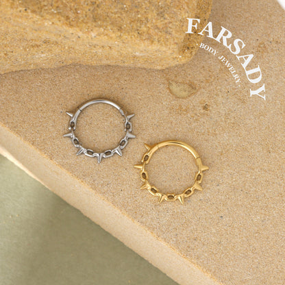 Spike Chain - F136 Titanium Hinged Clicker Hoop / Fits 16G Septum Ring Helix Conch Cartilage Earring