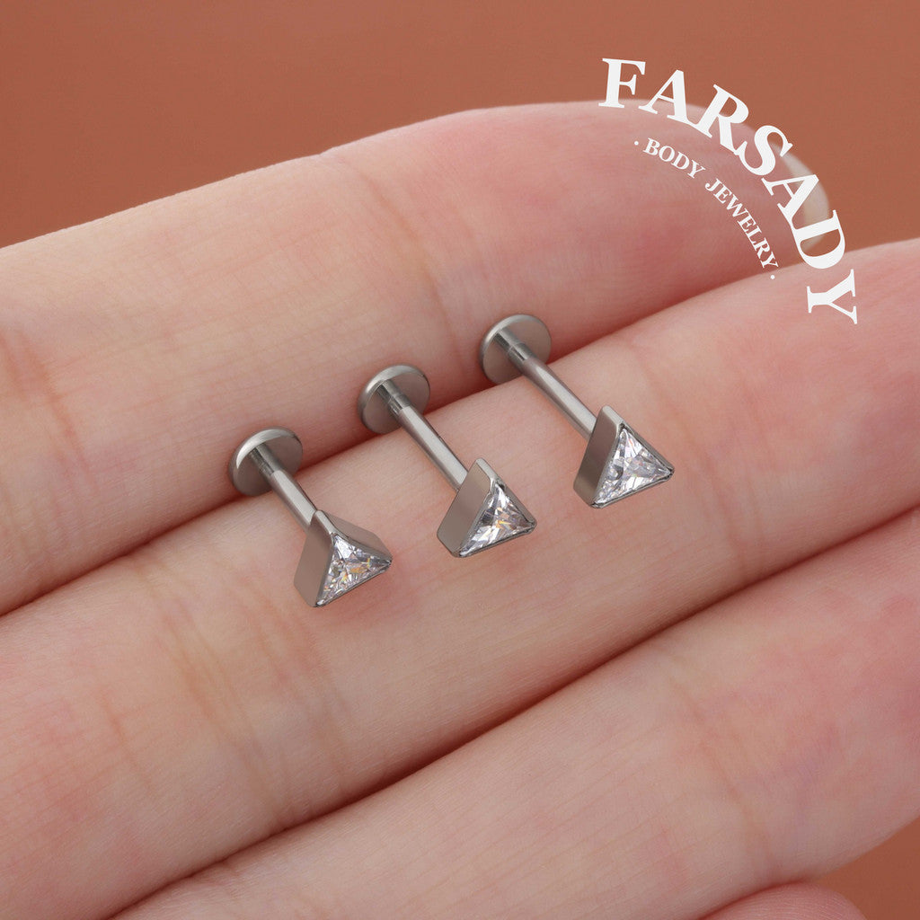 Prism Spark - F136 Titanium Internally Threaded Stud / Fits Cartilage Helix Tragus Lobe Nostril Piercing