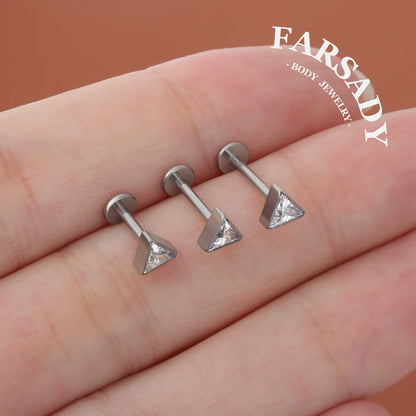 Prism Spark - F136 Titanium Internally Threaded Stud / Fits Cartilage Helix Tragus Lobe Nostril Piercing
