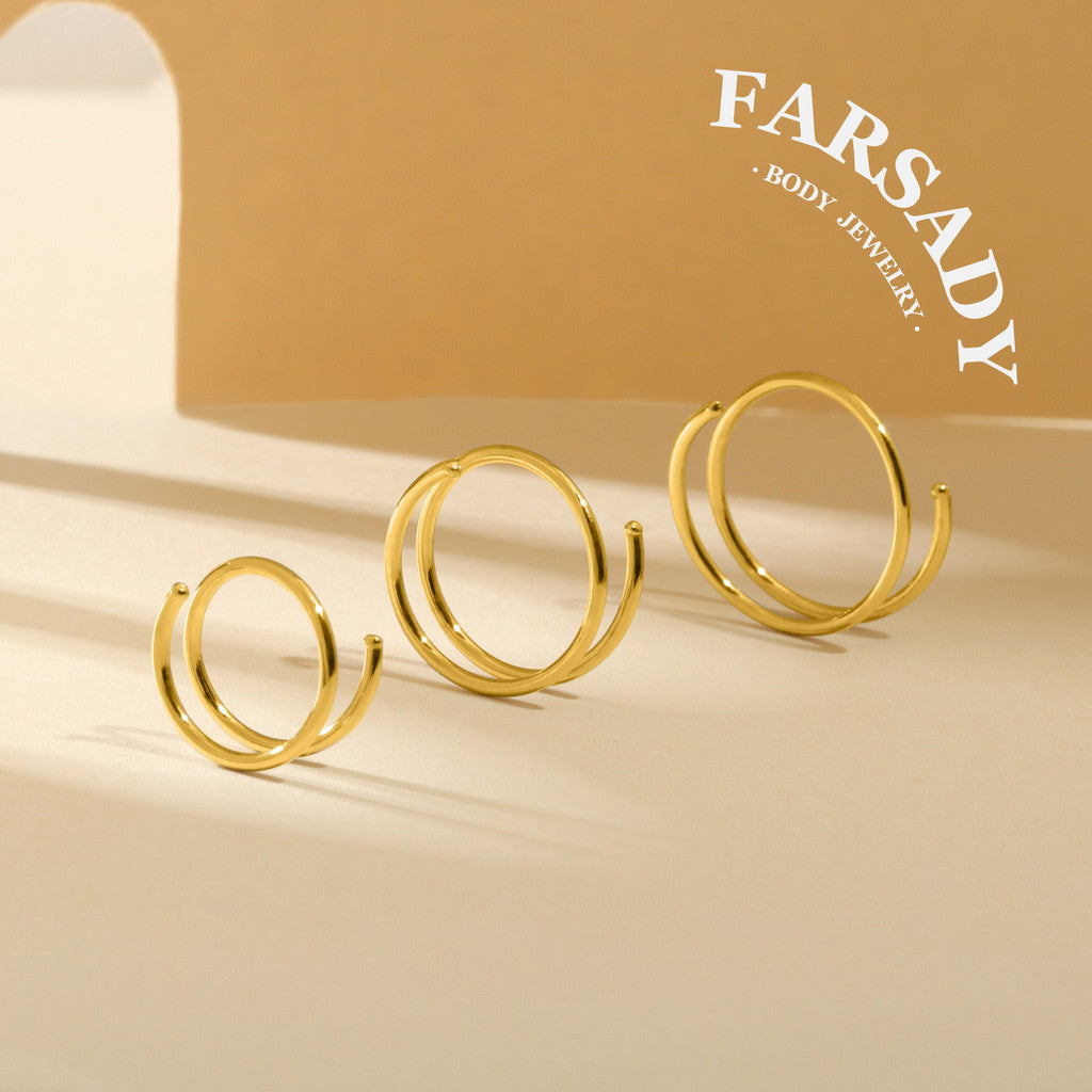 Double Wire - 925 Silver Spiral Hoop / Fit 20G Nose Ring Helix Earlobe Conch Earring