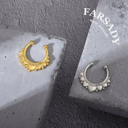 Love Garland - 316L Fake Nose Ring C-Hoop Piercing / Fit Non-Pierced Septum Ring