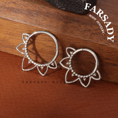 16G Stainless Steel Five-petaled Septum Ring, Hinged Nose Piercing Hoop, Daith Helix Earring Body Jewelry,  Gift for Her