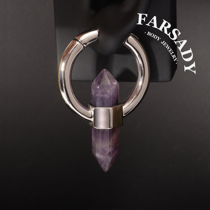 Amethyst Lenis - 316L Magnetic Hinged Ear Weights / Fits 3G 2G Stretched Ear Lobes Tunnels Plugs