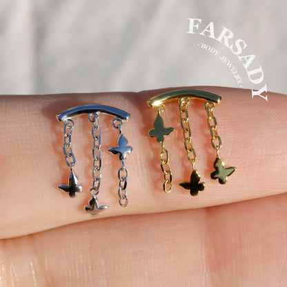 Butterfly Arch - 925 Silver Threadless Stud / Fits Cartilage Helix Tragus Lobe Earring