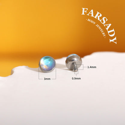 AB Flash Moonstone - F136 Titanium Replacement Tops / Fits Internal Thread Ear Studs