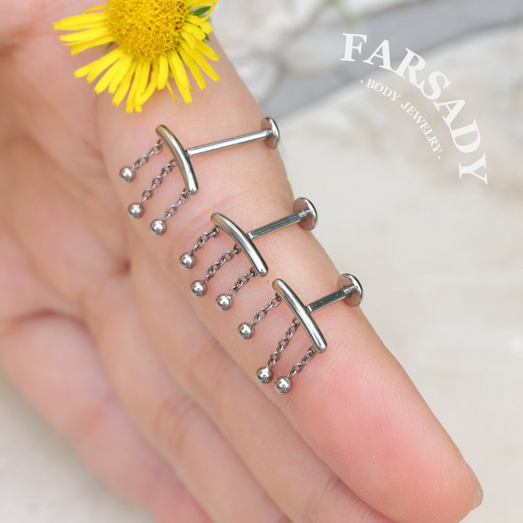 Bead Cascade - F136 Titanium Internally Threaded Stud / Fits Cartilage Helix Tragus Lobe Piercing