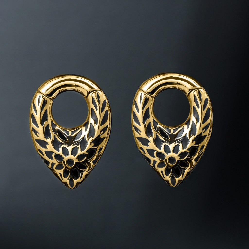 Pattern Tribal Ear Weights Hanger with Easy Closure/Teardrop Ear Gauge Earrings/Ear Stretched Jewelry/Weighted Hoops Sivler/Gauge Weight