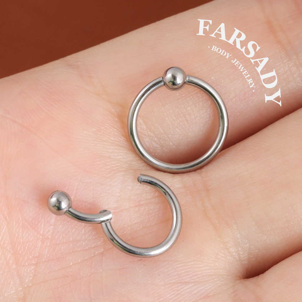 Orb Loop - ASTM F136 Titanium Hinged Clicker Hoop / Fits 16G Septum Ring Helix Conch Cartilage Earring