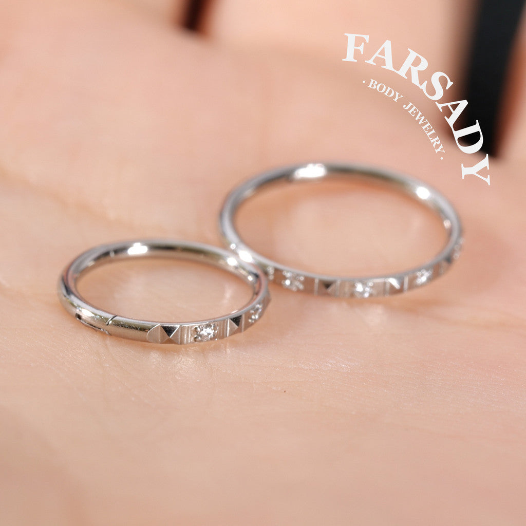 Facet Rhythm - CZ Hinged Clicker Hoop / Fits 18G Nose Ring Helix Conch Cartilage Earring