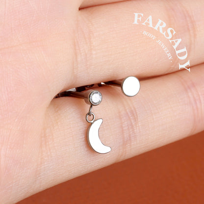 Moon Whisper - F136 Titanium Internally Threaded Stud / Fits Cartilage Helix Tragus Lobe Piercing