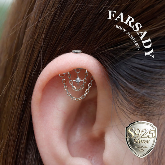 Celestial Link - 925 Silver Threadless Stud