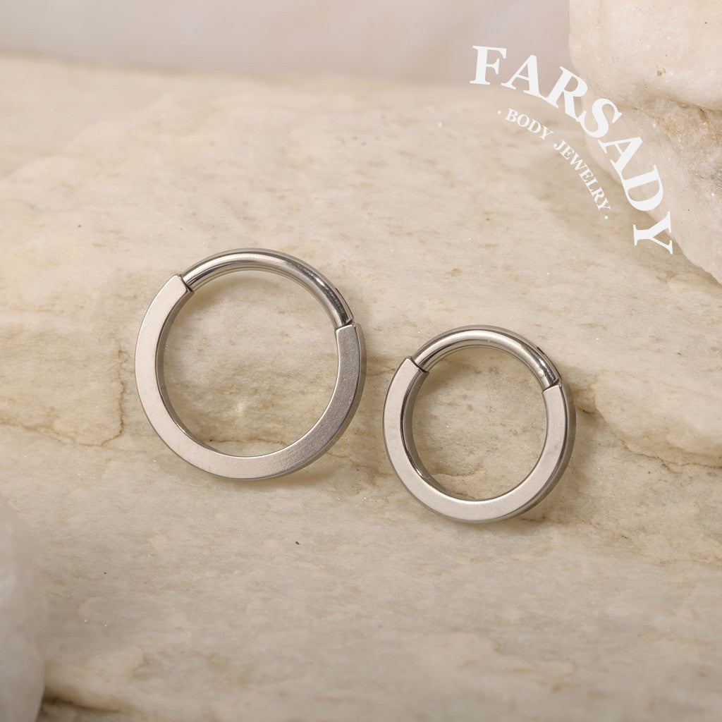 Rect Edge - ASTM F136 Titanium Hinged Clicker Hoop / Fits 16G Septum Ring Helix Conch Cartilage Earring / Elegant Minimal Piercing, Hypoallergenic Jewelry for Sensitive Skin