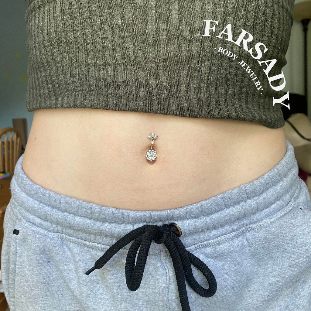 14G S925 Sterling Silver Round Clear CZ Belly Button Ring 8mm 10mm 12mm Navel Piercing Jewelry Non Healed Piercing Friendly Daily Wear Gift for Her