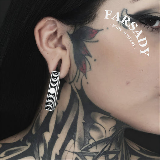 Moon Phase Ear Weights 0G 7mm Silvery Steel Ear Hanger Ear Stretched Jewelry Weighted Dangle Lobe Weights Piercing Ear Plug Gauges Ear Expander Fashion Body Jewelry
