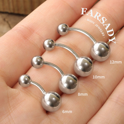 Dual Sphere - 925 Silver Belly Button Ring / Fits 14G Navel Piercing