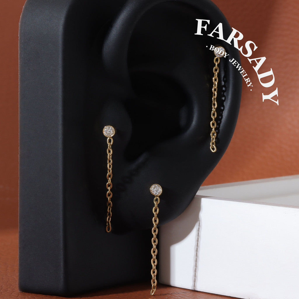 Chain Glint - F136 Titanium Internally Threaded Stud / Fits Cartilage Helix Tragus Lobe Piercing