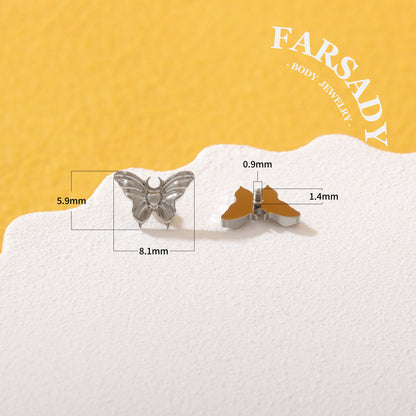 Gilded Moth - F136 Titanium Internally Threaded Stud / Fits Cartilage Helix Tragus Lobe Nostril Piercing