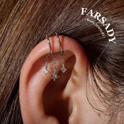 Stellar Fringe- 316L Fake Helix Earring C-Hoop Piercing