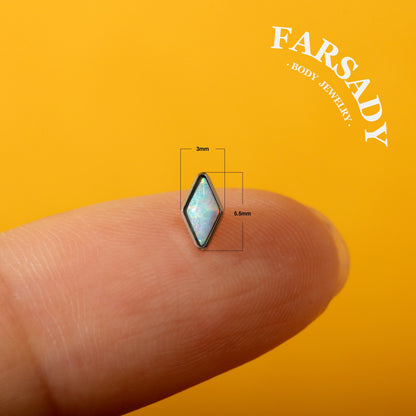 Rhombus Opalis - F136 Titanium Colorful Opal Replacement Tops / Fits Internal Thread Ear Studs