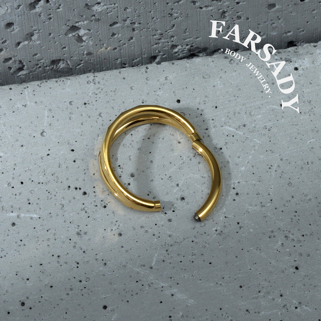 Twin Facet - F136 Titanium Hinged Clicker Hoop / Fits 16G Septum Ring Helix Conch Cartilage Earring