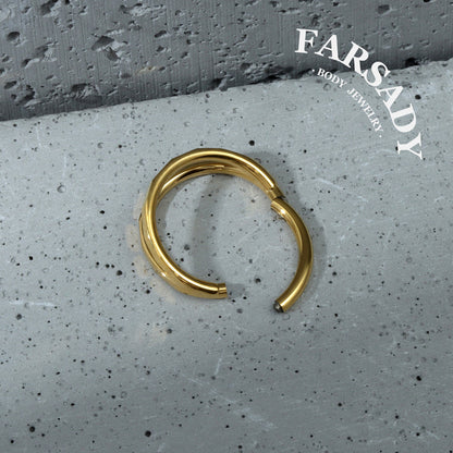 Twin Facet - F136 Titanium Hinged Clicker Hoop / Fits 16G Septum Ring Helix Conch Cartilage Earring