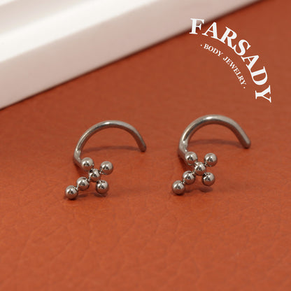 Sphere Cross  - F136 Titanium Screw End Stud / Fit 18G 20G Nose Ring