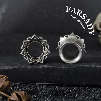 Dark Lotus - 316L Ear Tunnels / Fits Stretched Ear Lobes Plugs