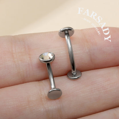 Bezel Arc Spark - F136 Titanium Internally Threaded Belly Button Ring / Fits 14G Navel Piercing
